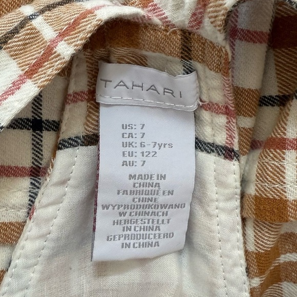 Tahari Fall Plaid Kids Overall Dress - Picture 3 of 3